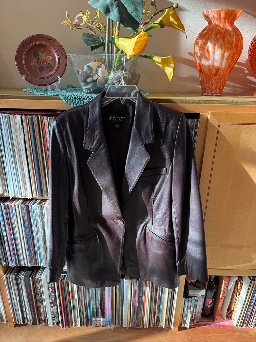PRICE DROP:Ellen Tracy, 6,lined,Deep Burgundy LAMBSKIN LEATHER JKT (JKT only)